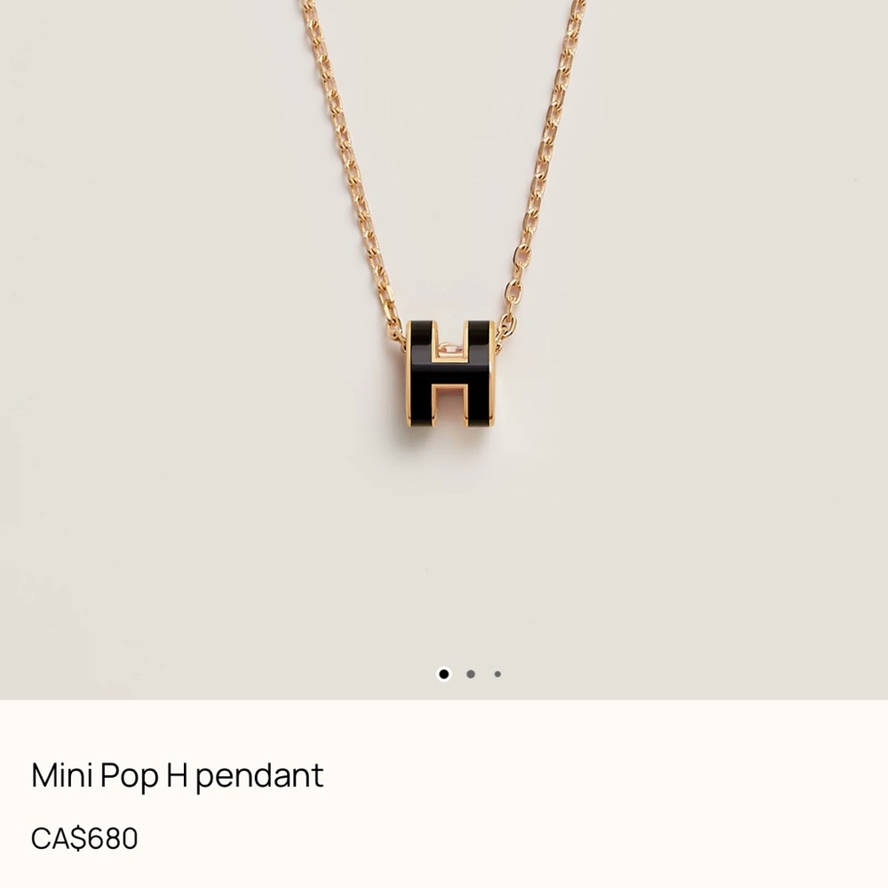 Hermes Mini Pop H Pendant Necklace in Black and Gold